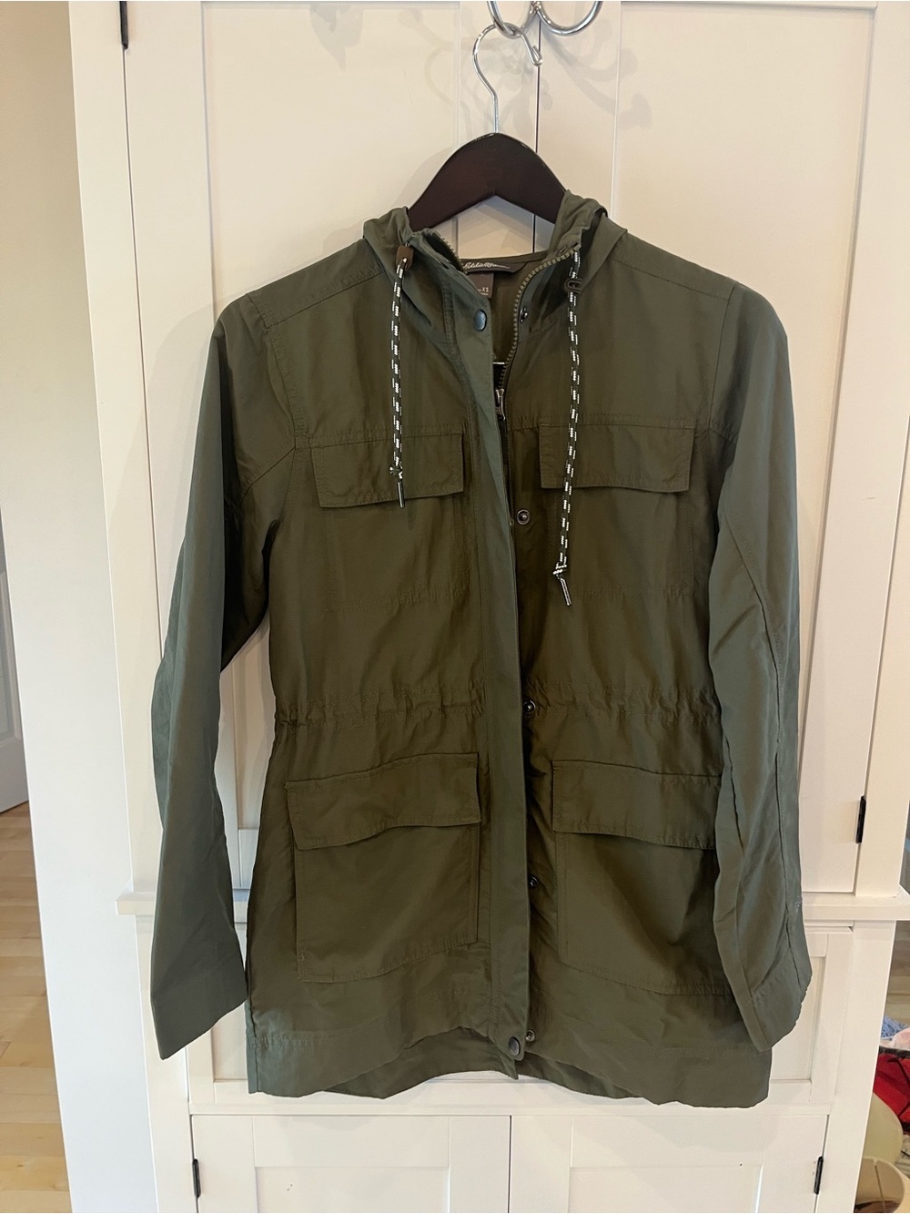 Eddie Bauer Olive Green Hooded Utility Jacket